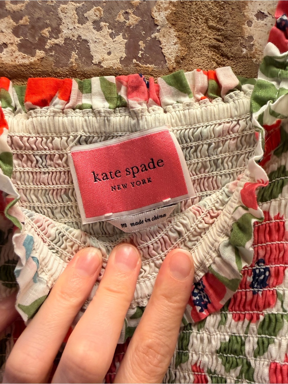 Kate Spade New York floral smocked midi dress - Picture 3 of 6